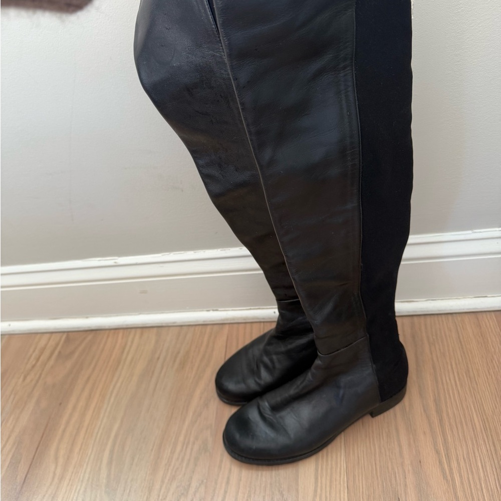 Stuart Weitzman 5050 Black Leather Knee-High Boots